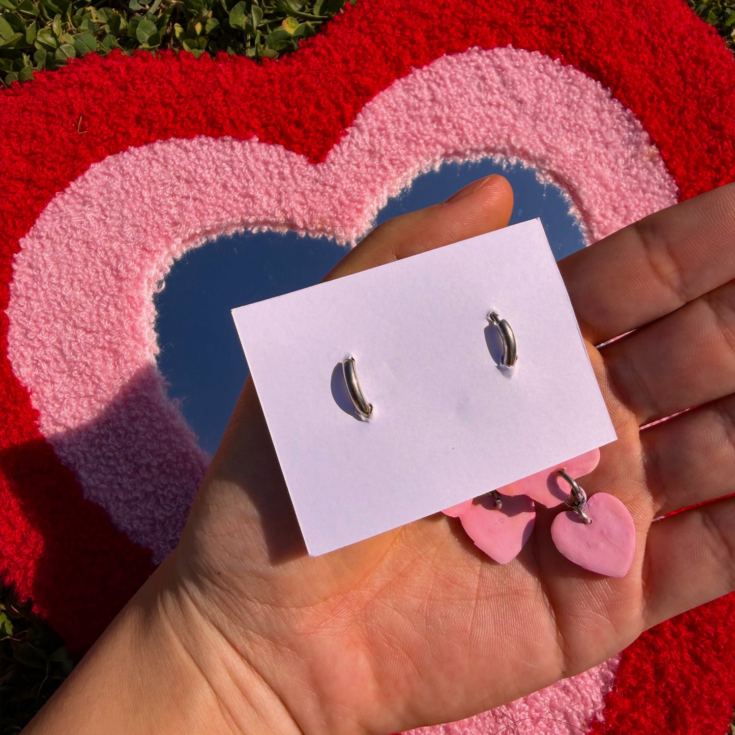 Handmade Flower and Heart Earrings