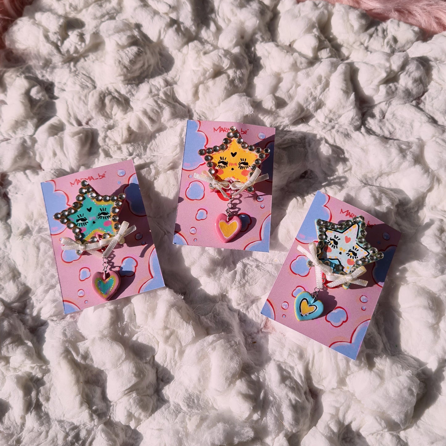 Heart and Star handmade pins