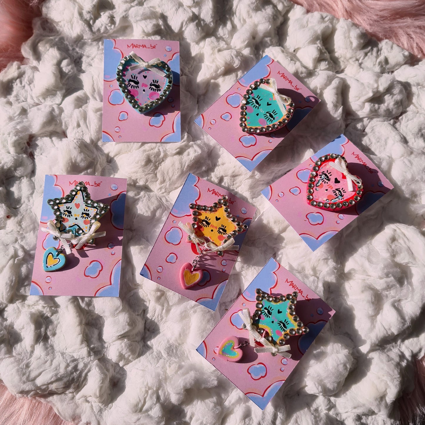 Heart and Star handmade pins