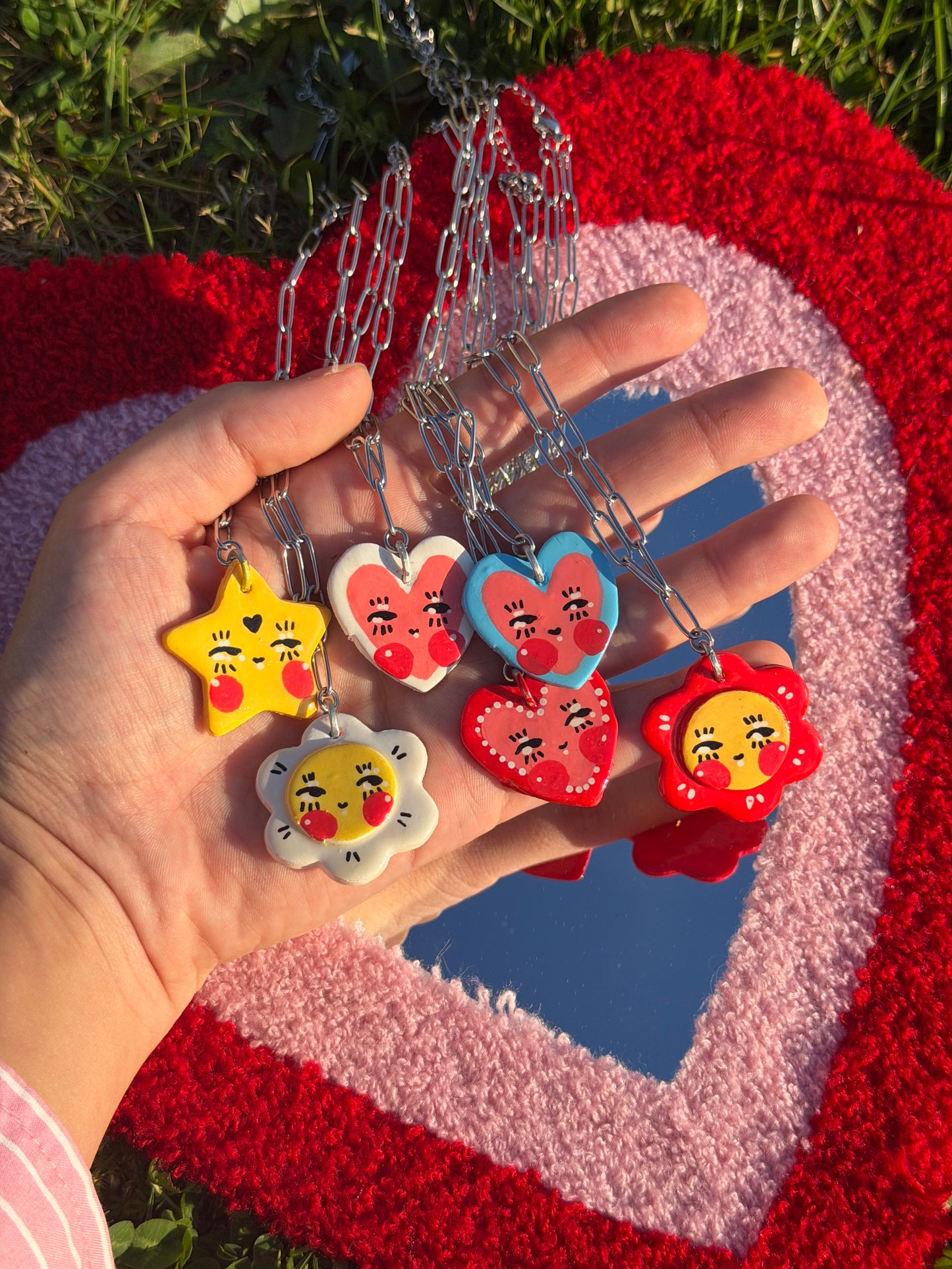 Necklaces Heart, Star and Flower - Handmade