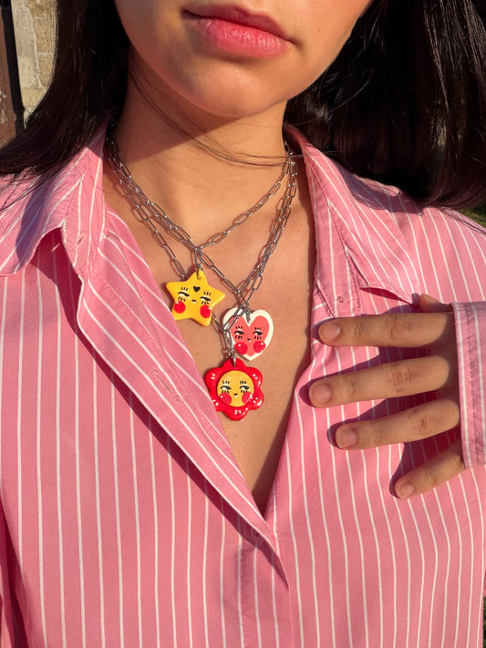 Necklaces Heart, Star and Flower - Handmade
